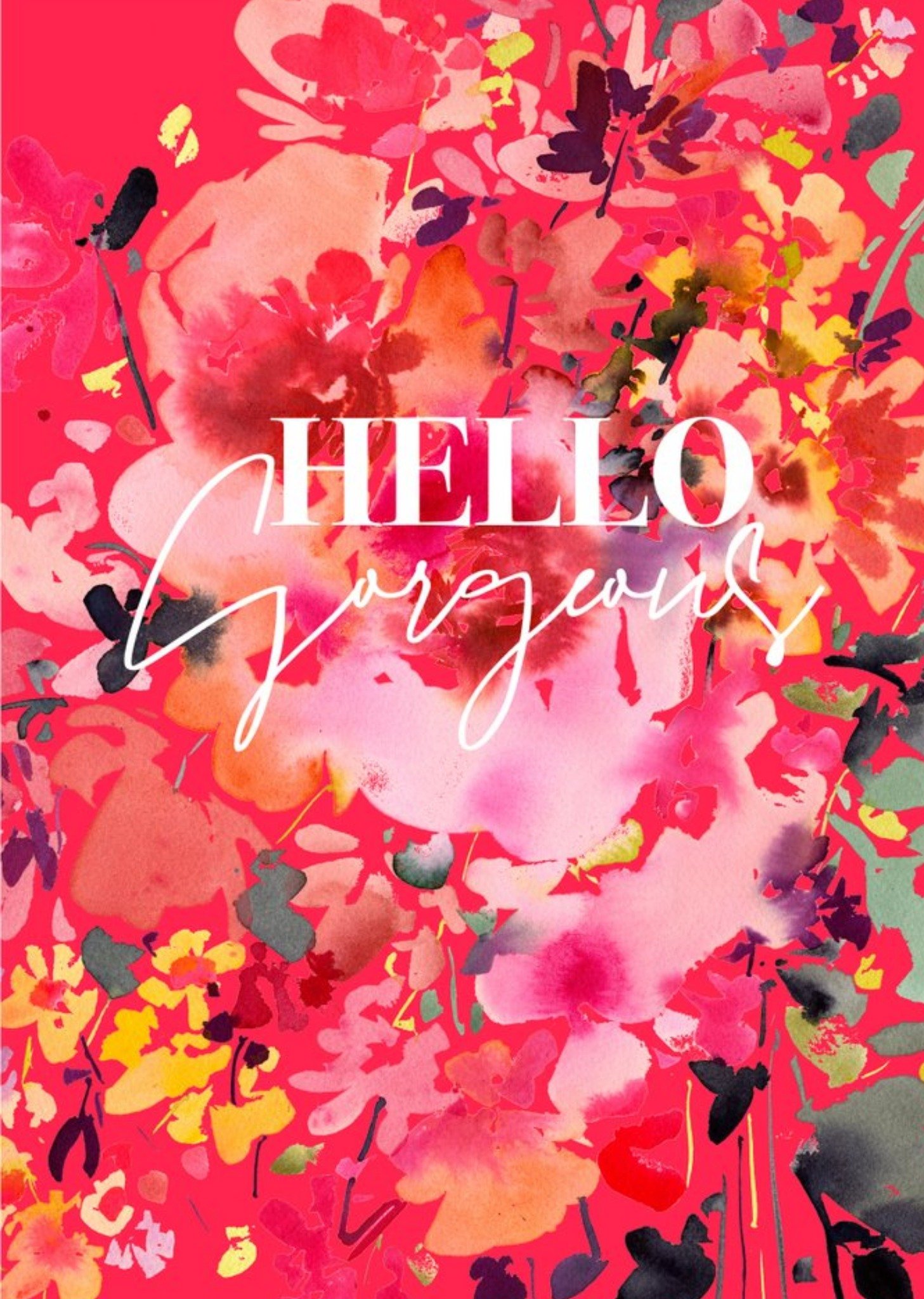 Moonpig Bright Floral Hello Gorgeous Card, Large