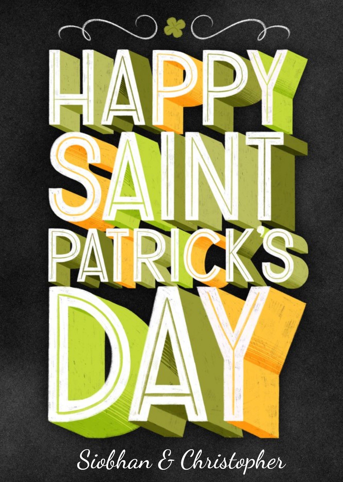 Dusty Colourful Typographic Happy St Patrick's Day Card Ecard