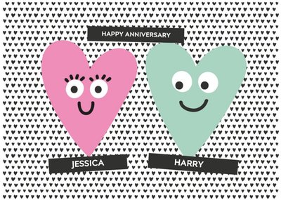 Anniversary Card - Love Hearts - Happy Anniversary