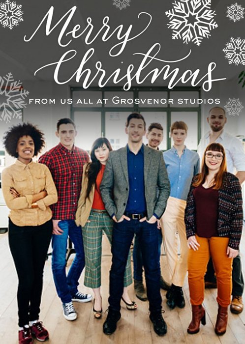 Calligraphic Corporate Photo Upload Christmas Card