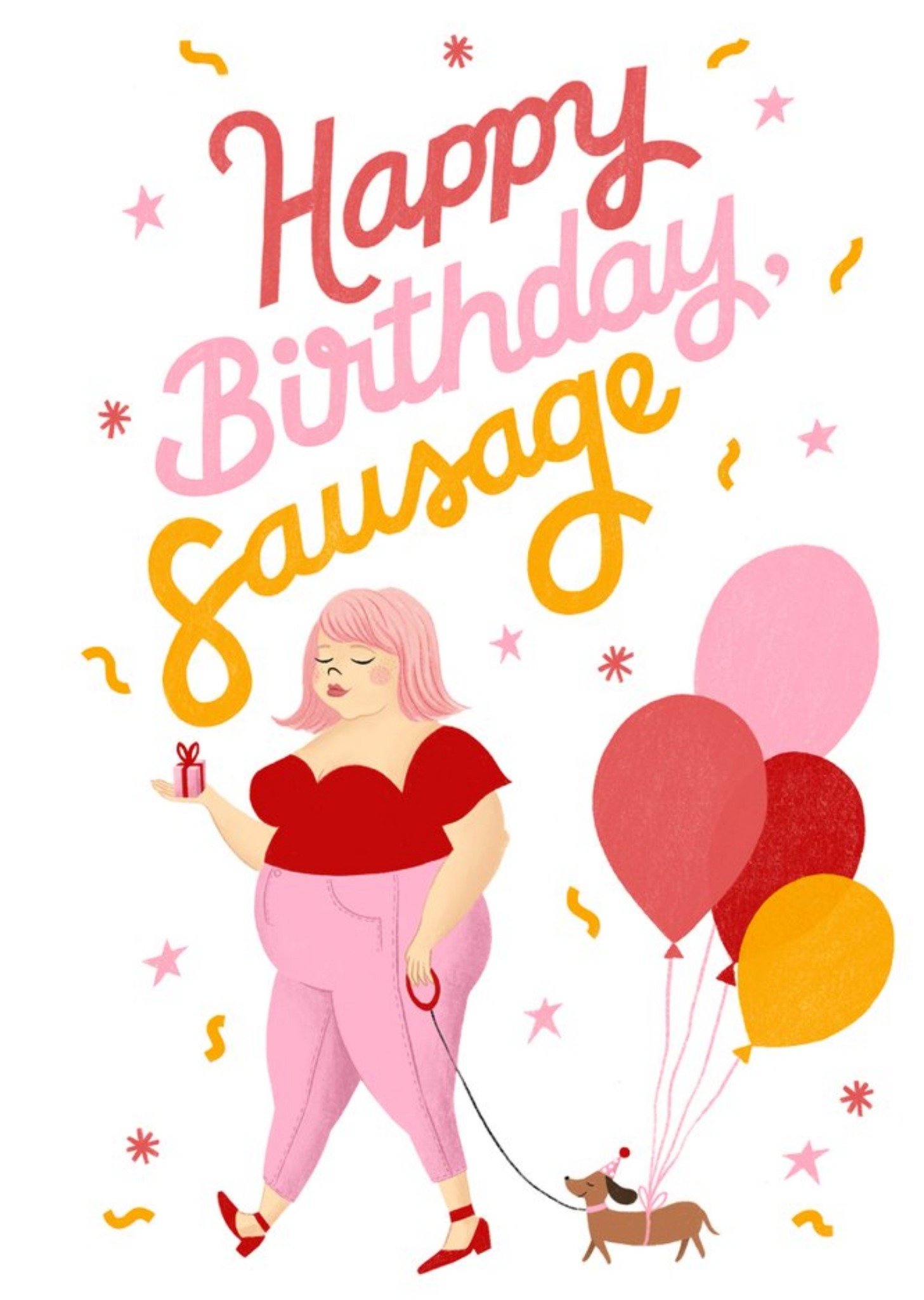 Cardy Club Cute Happy Birthday Sausage Card, Large