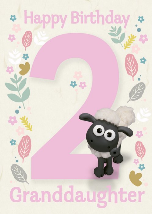 Shaun The Sheep Happy 2nd Birthday Granddaughter Card