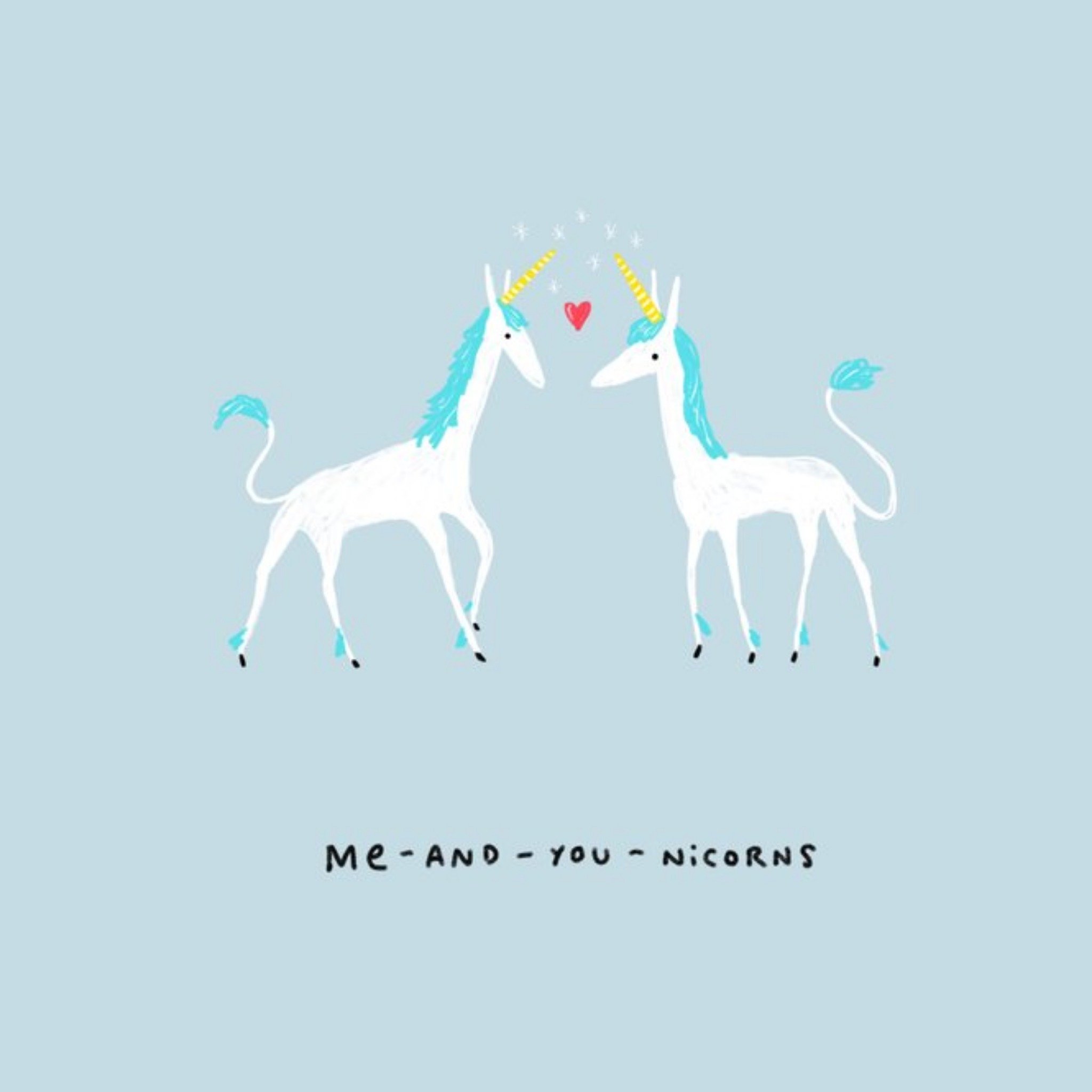 Me And You Unicorns Valentines Day Card, Square