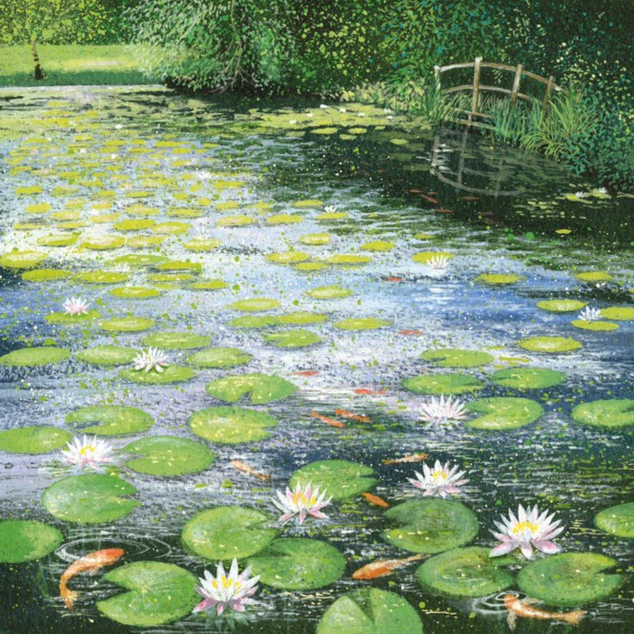 Moonpig Garden Water Lilies Card, Large