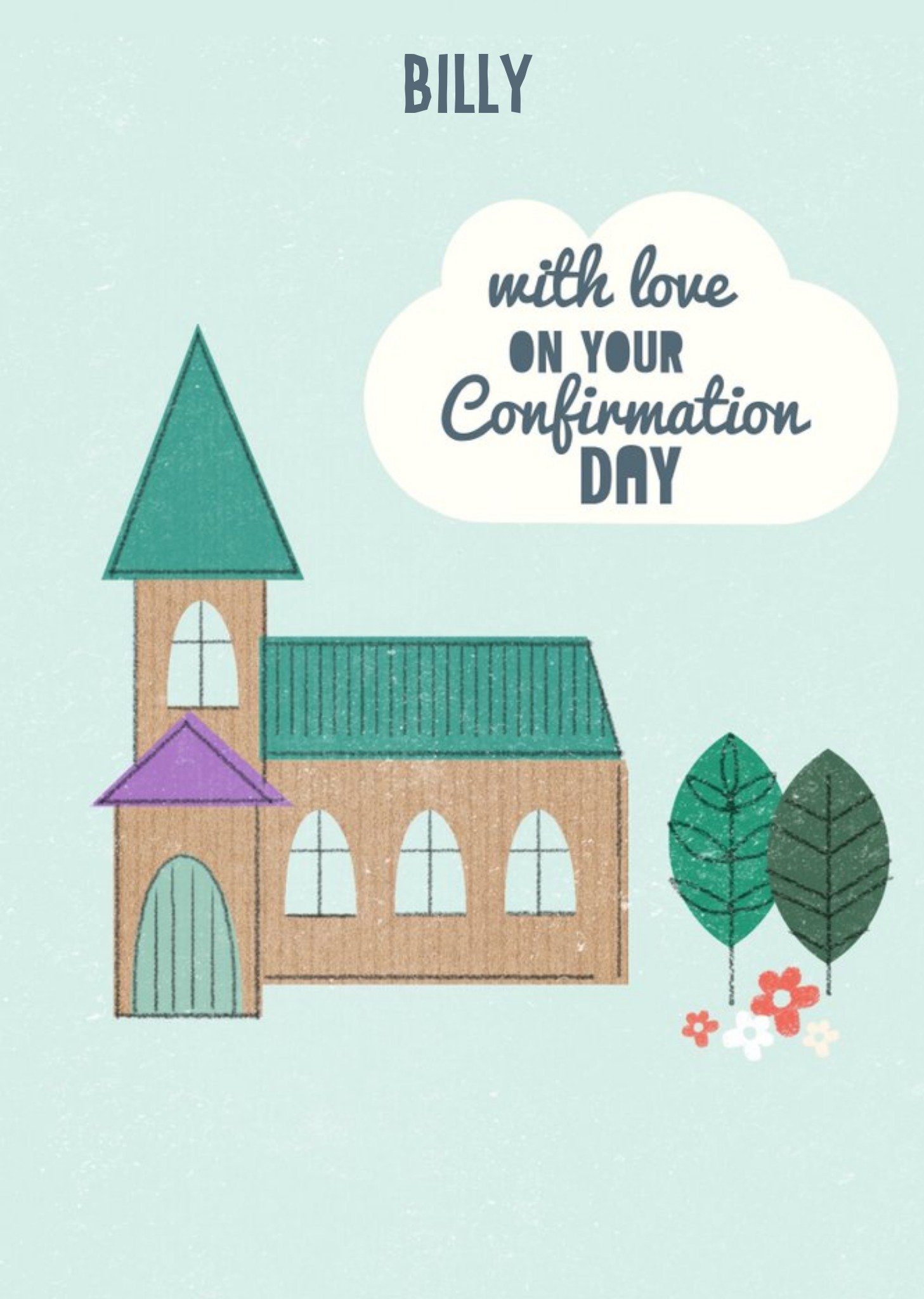 Editable Illustrative Confirmation Day Card Ecard