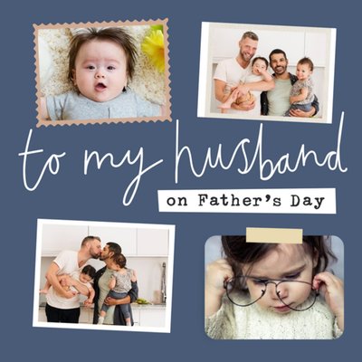 Snapshots Cute Typographic To My Husband Photo Upload Father's Day Card