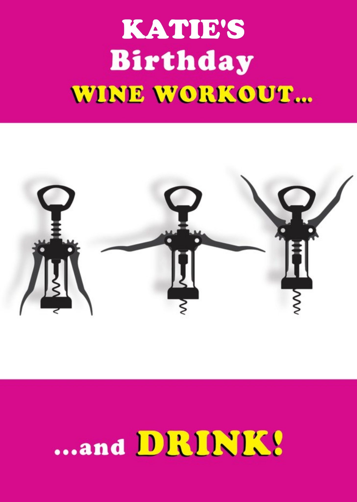Moonpig Wine Workout And Drink Personalised Happy Birthday Card, Large