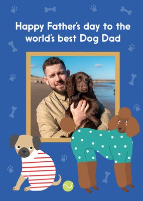 Cute Dog illustration Best Dog Dad Photo upload Father's Day Card