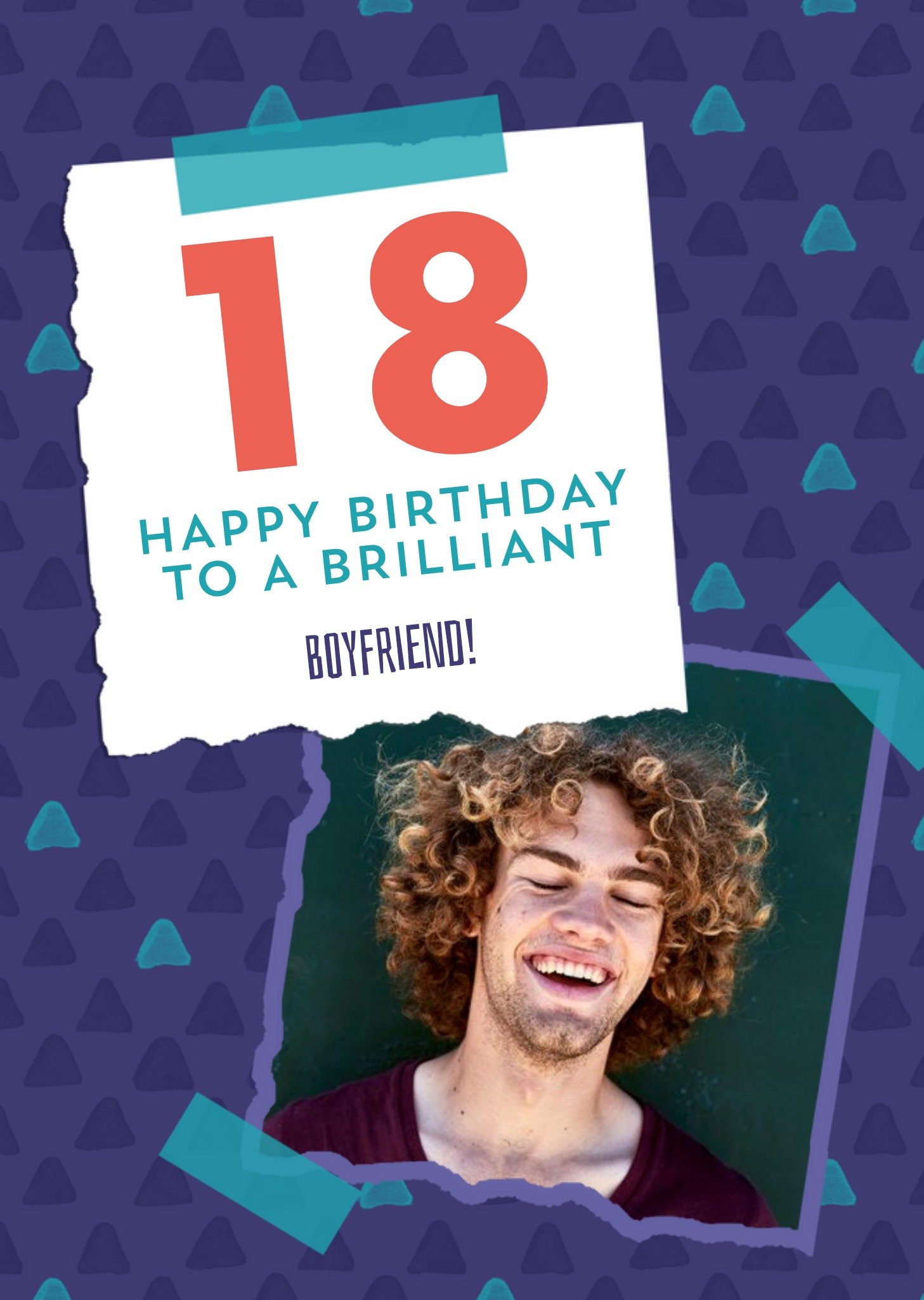 Triangle Pattern Design Happy 18th Birthday To A Brilliant Boyfriend Photo Upload Card Ecard