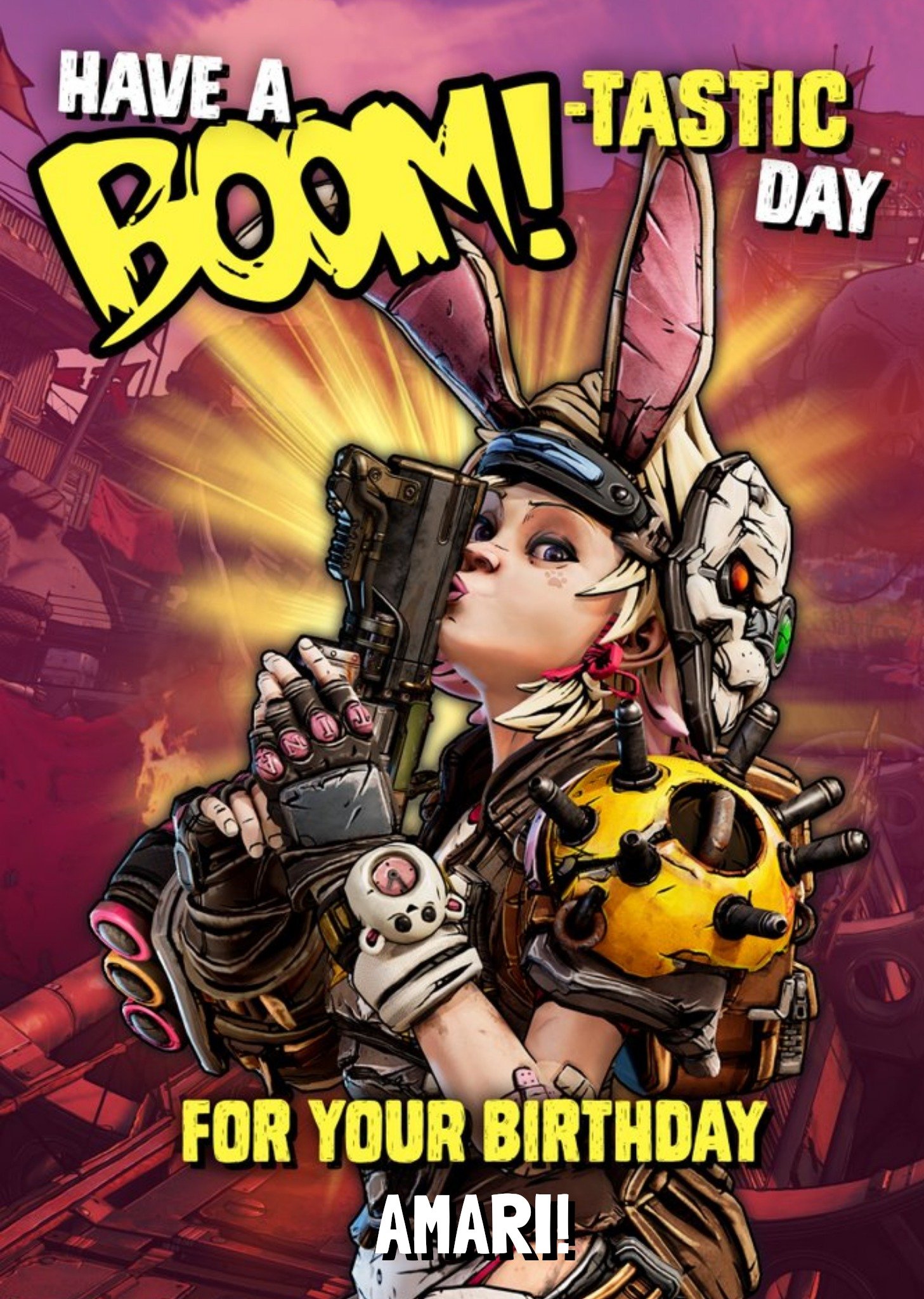 Illustrated Borderlands 3 Boom-Tastic Birthday Card