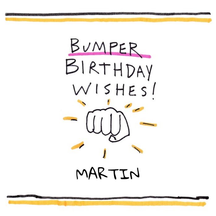 Birthday Card - Fist Bump - Bumper Birthday Wishes - Illustration