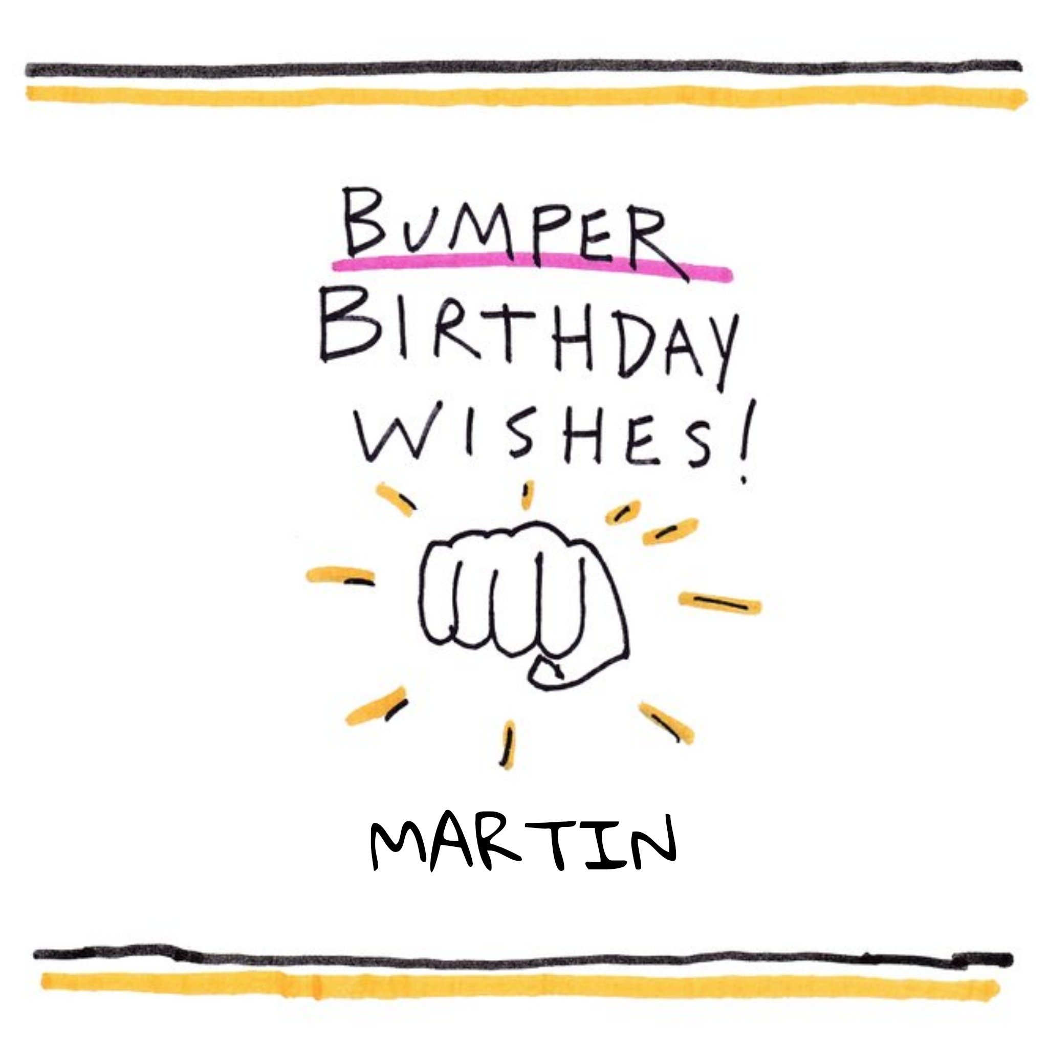 Moonpig Birthday Card - Fist Bump - Bumper Birthday Wishes - Illustration, Square