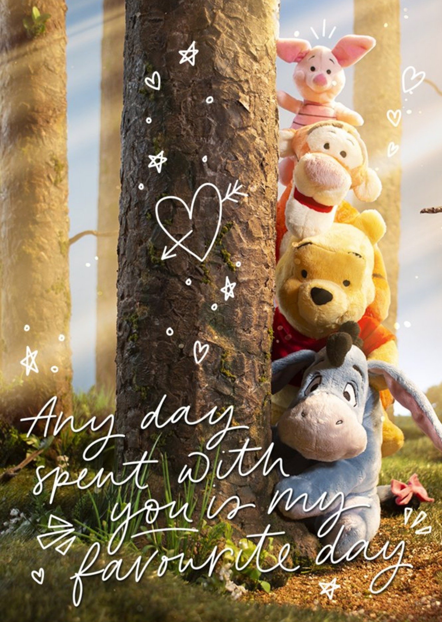 Cute Disney Plush Winne The Pooh And Friends Just A Not Card