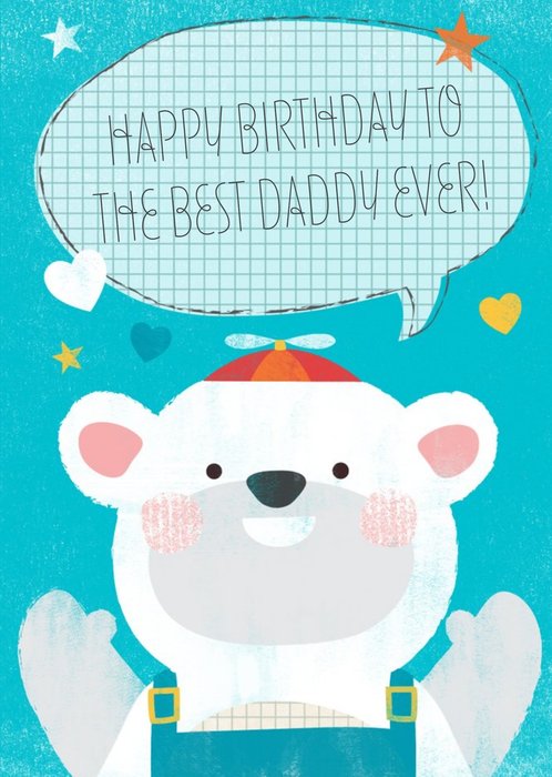 Cartoon Polar Bear Best Daddy Ever Personalised Happy Birthday Card For Dad