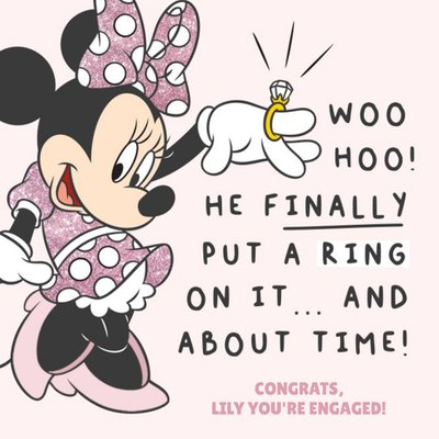 Disney Minnie Mouse He Finally Put A Ring On It Engagement Card