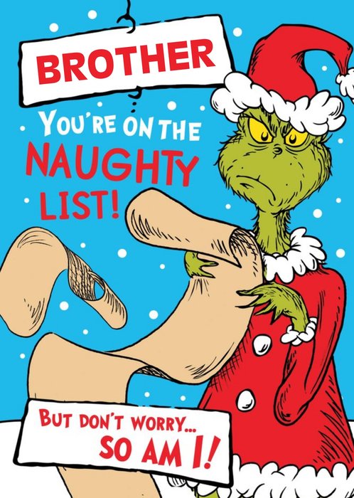The Grinch Dr.Seuss On The Naughty List Christmas Card