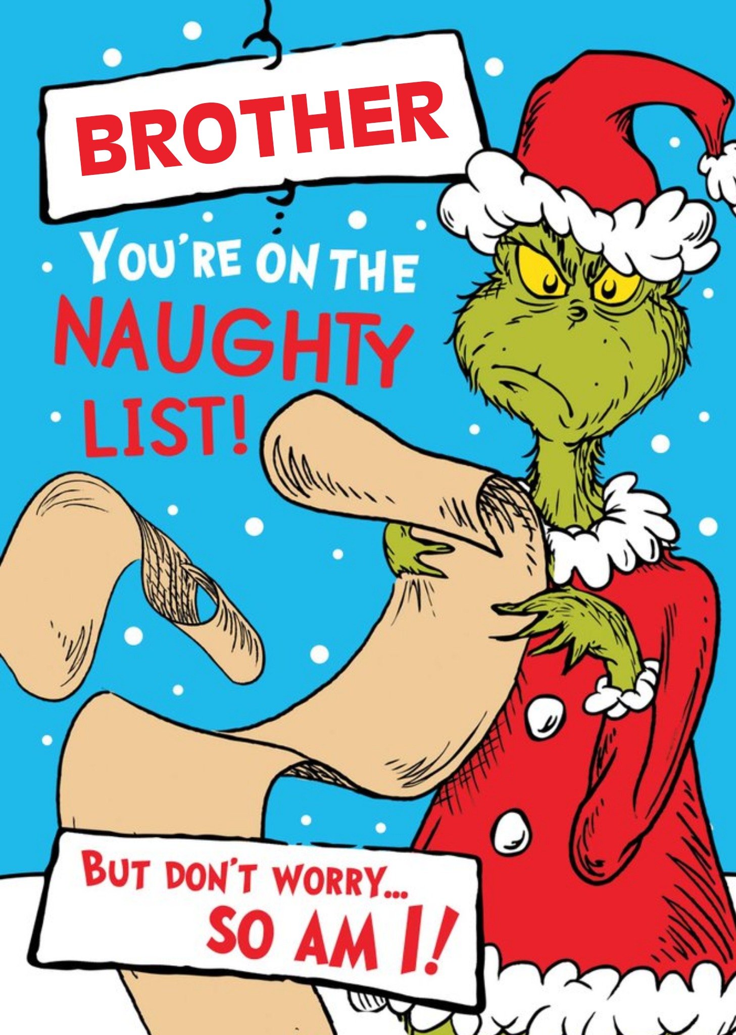 Moonpig The Grinch Dr. Seuss On The Naughty List Christmas Card, Large