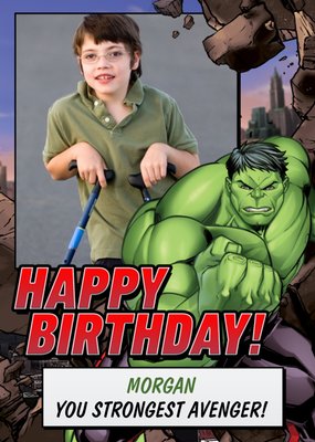 Marvel Hulk The Strongest Avengers Photo upload Birthday Card