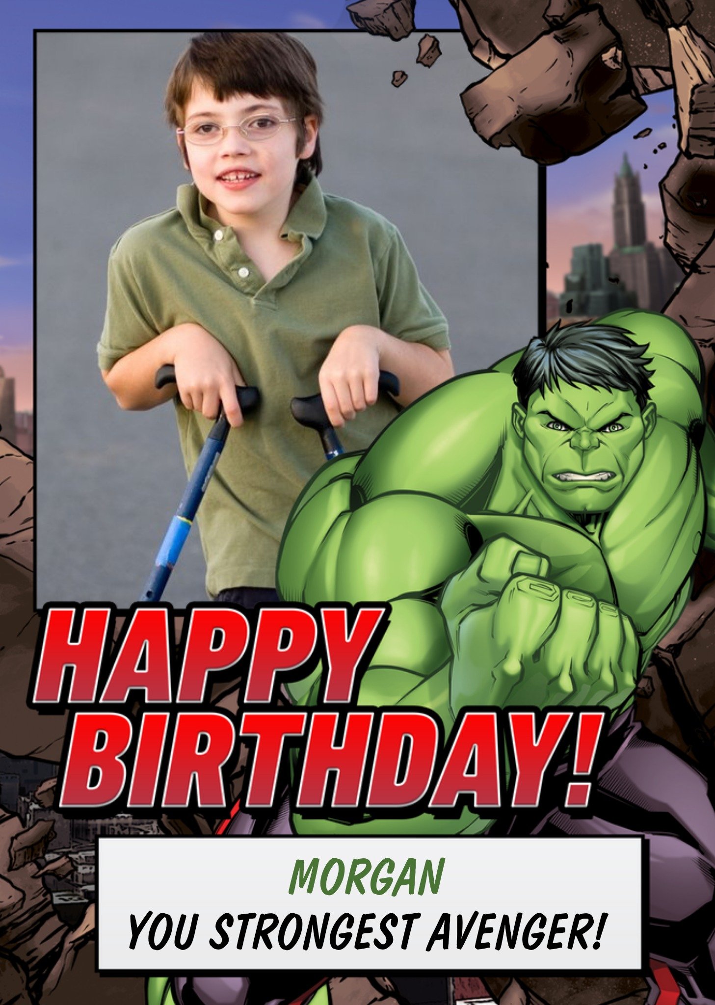 Marvel Hulk The Strongest Avengers Photo Upload Birthday Card Ecard