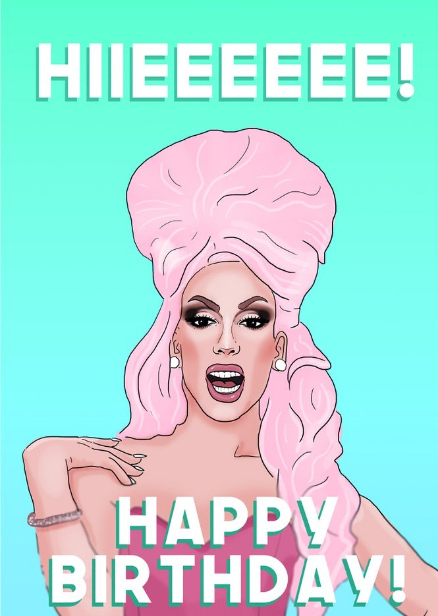 Illustrated Drag Queen Hiieee Card Ecard