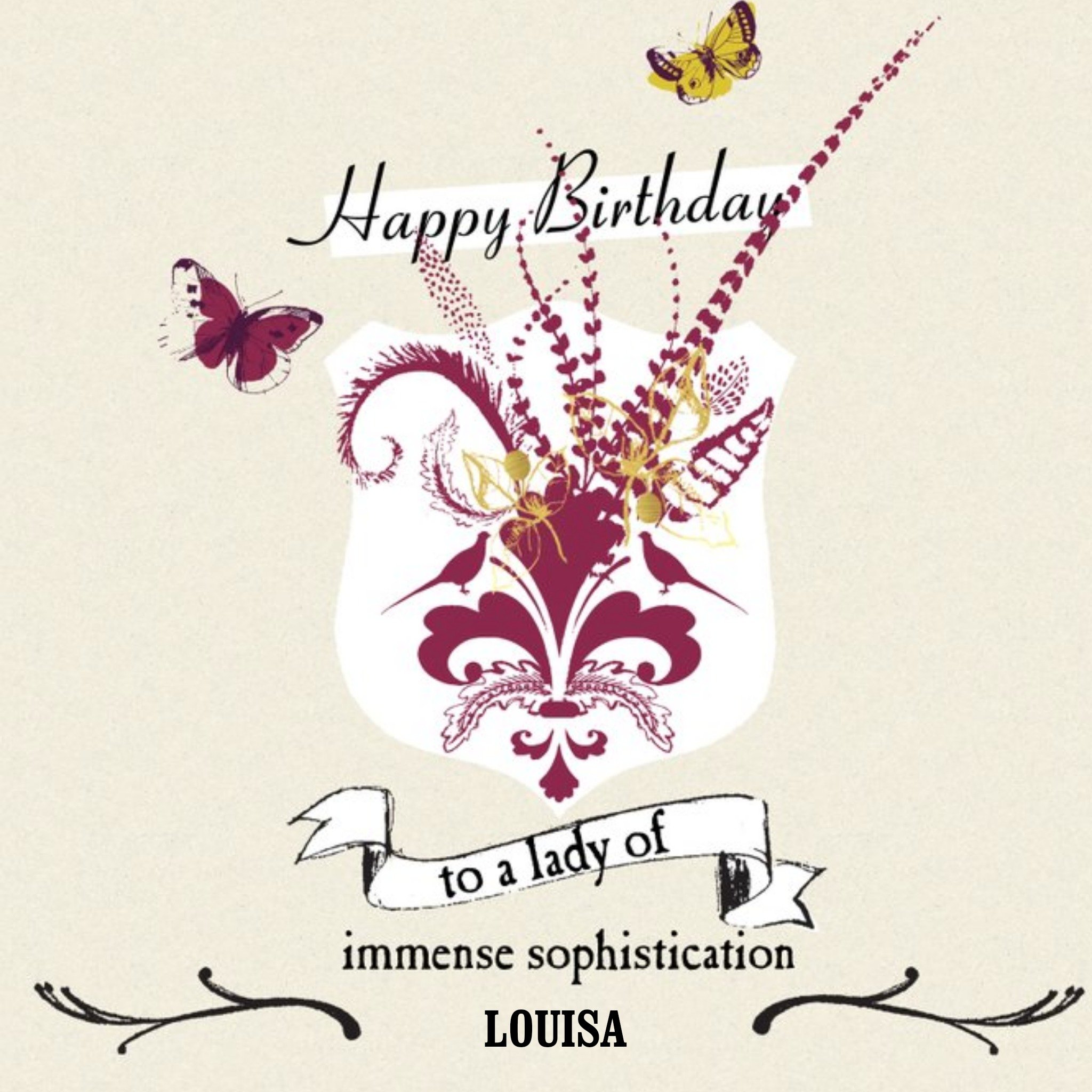 Moonpig To A Lady Of Immense Sophistication Personalised Happy Birthday Card, Square