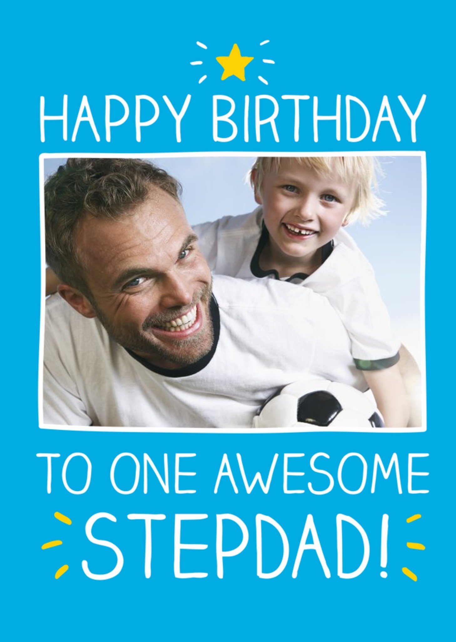 Happy Jackson Happy Birthday Stepdad Photo Upload Card, Large
