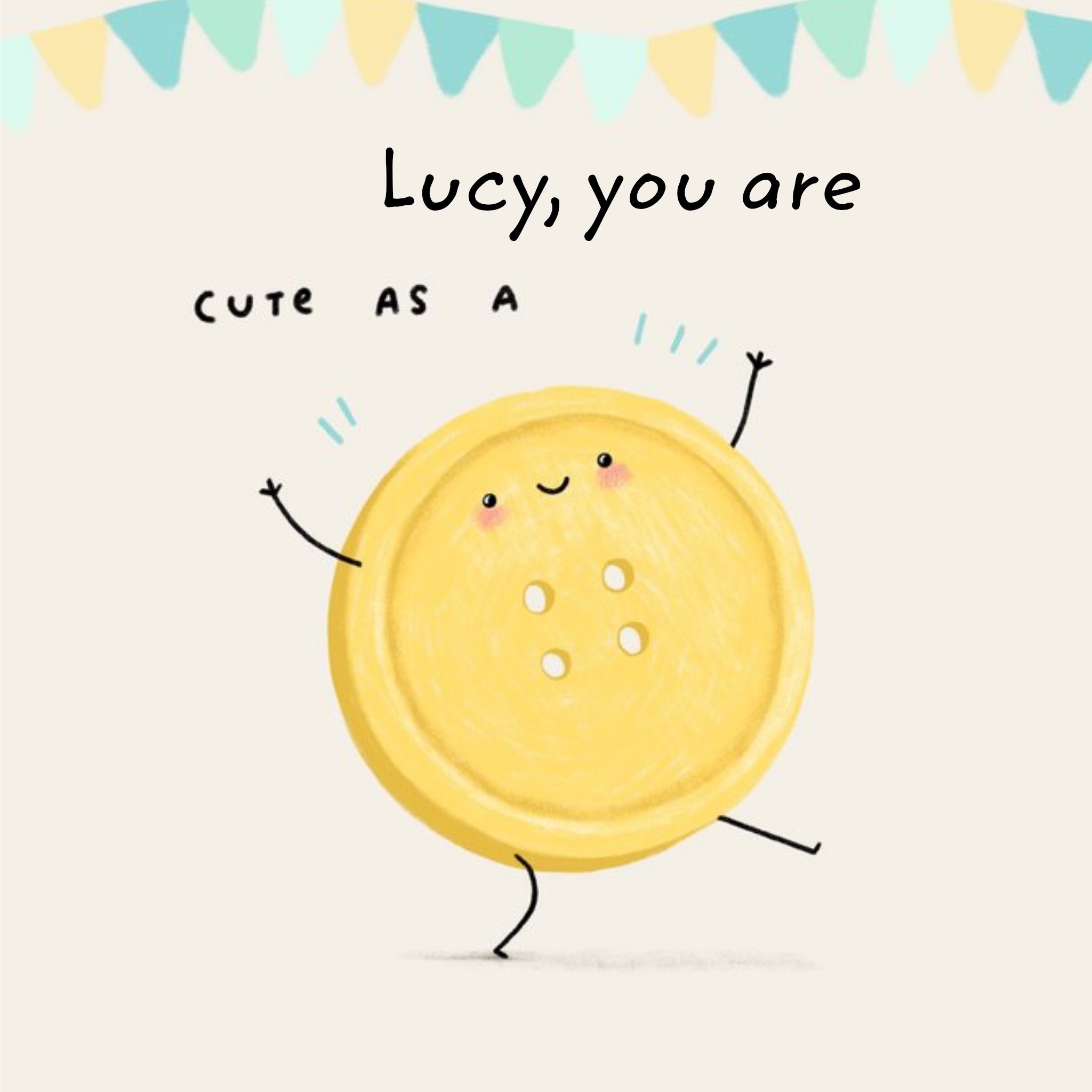 Moonpig Cute New Baby Card - Cute As A Button, Square