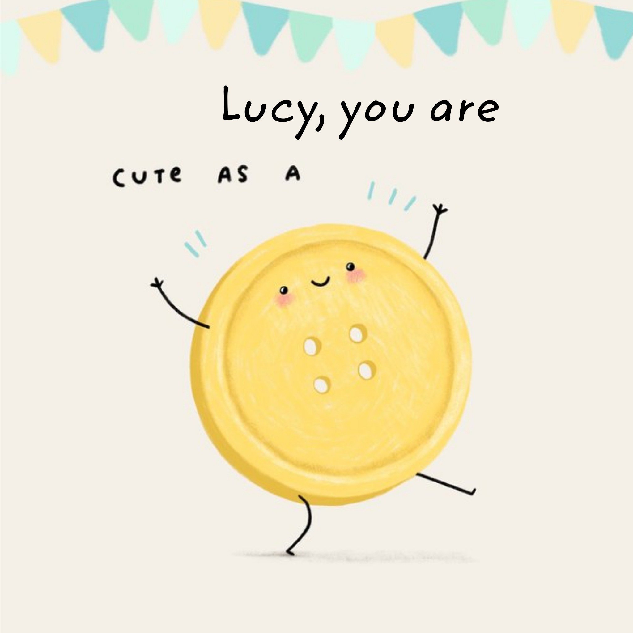 Cute New Baby Card - Cute As A Button, Square