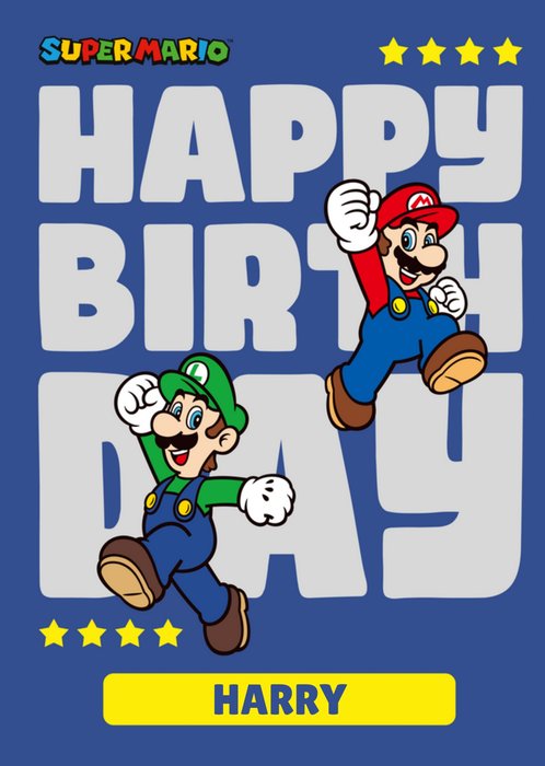 Super Mario Bros Characters Mario And Luigi Personalised Birthday Card