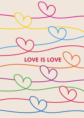 Modern Love Is Love Rainbow Lines Love Hearts Valentine's Day Card