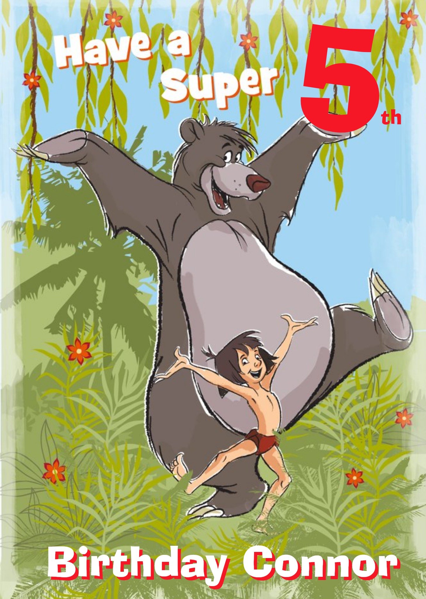 Disney Jungle Book Baloo And Mowgli Happy Birthday Card, Large