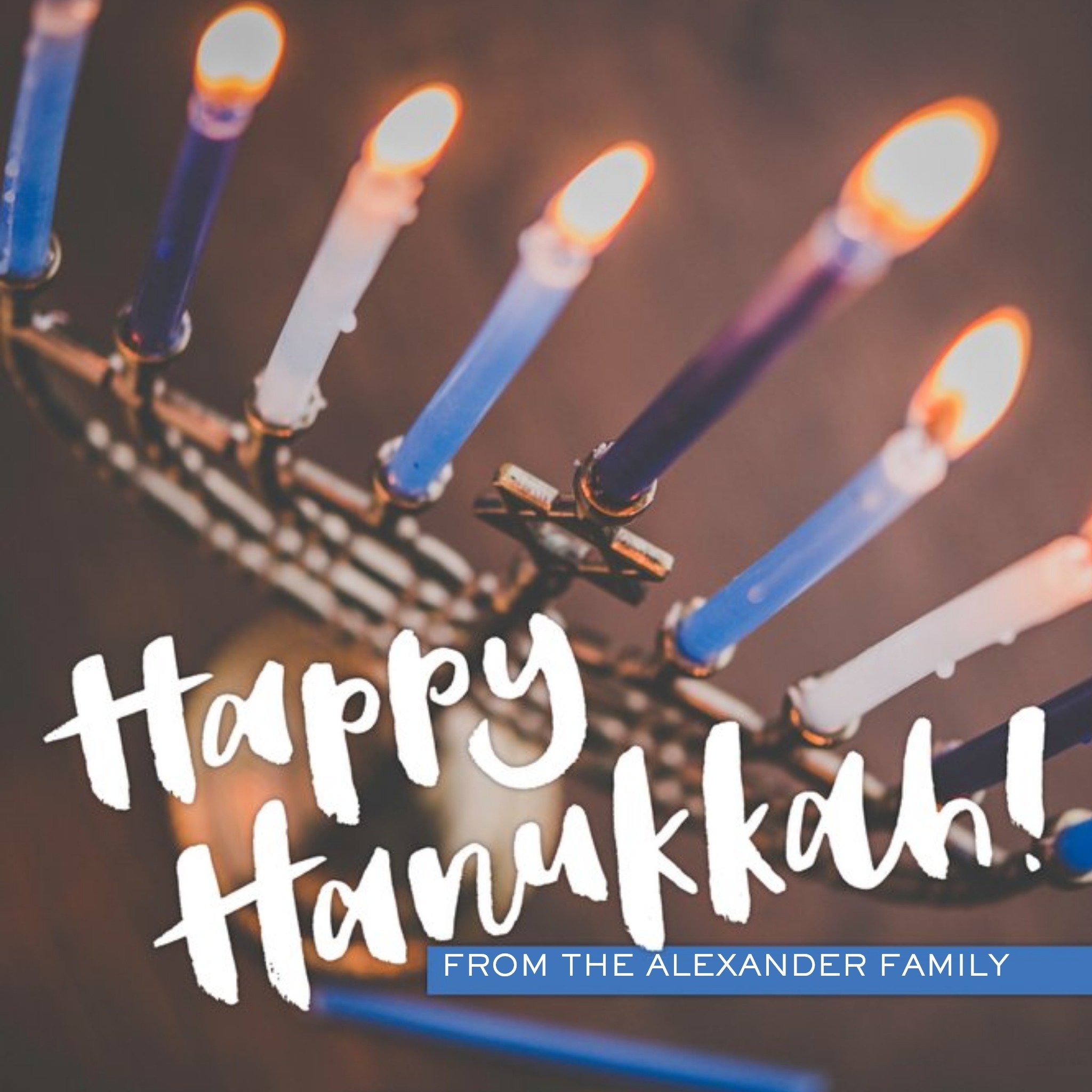 Moonpig Personalised Happy Hanukkah Card, Square