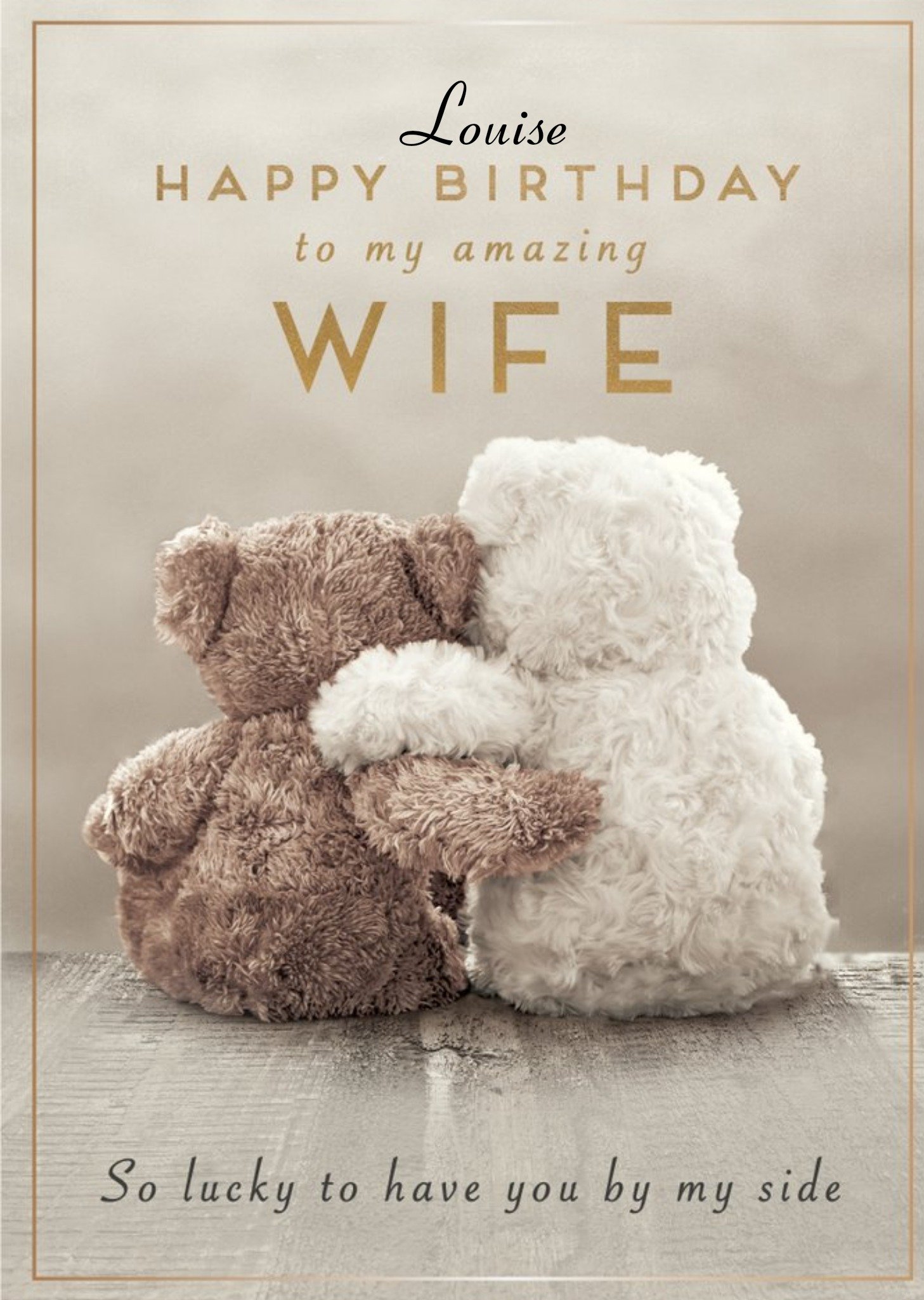 Moonpig Pigment Wife Teddy Bear Birthday Card Ecard