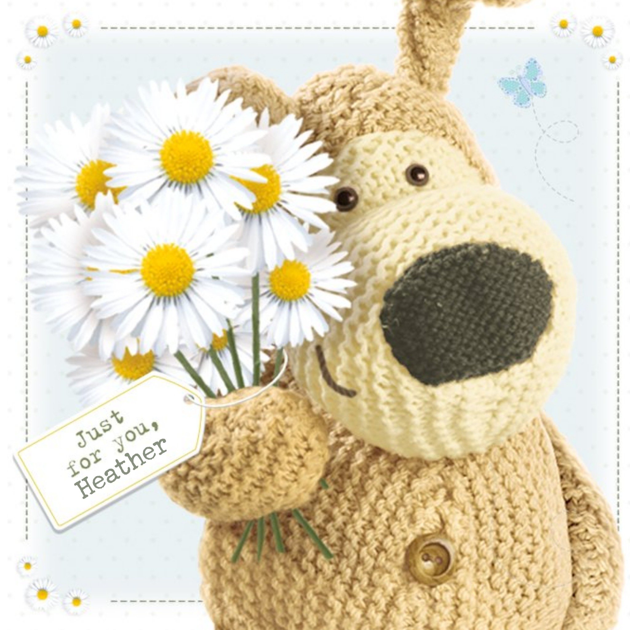 Boofle Just For You With Flowers Card, Square