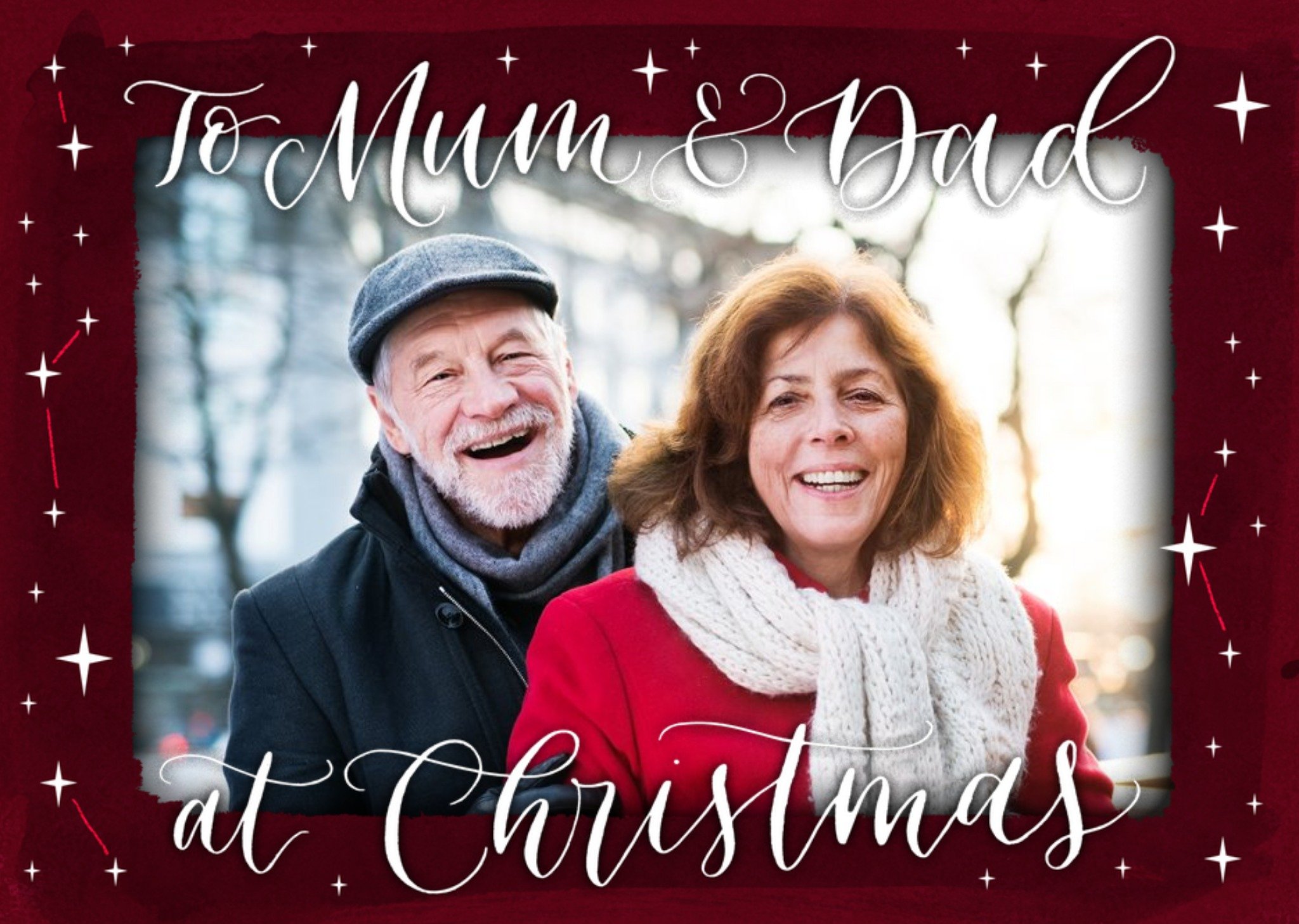 Moonpig Constellations Mum & Dad Photo Upload Christmas Card, Large
