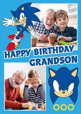 Sega Sonic Happy Birthday Grandson Photo Upload Card