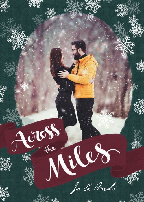 Falling Snowflakes Across The Miles Photo Upload Christmas Card