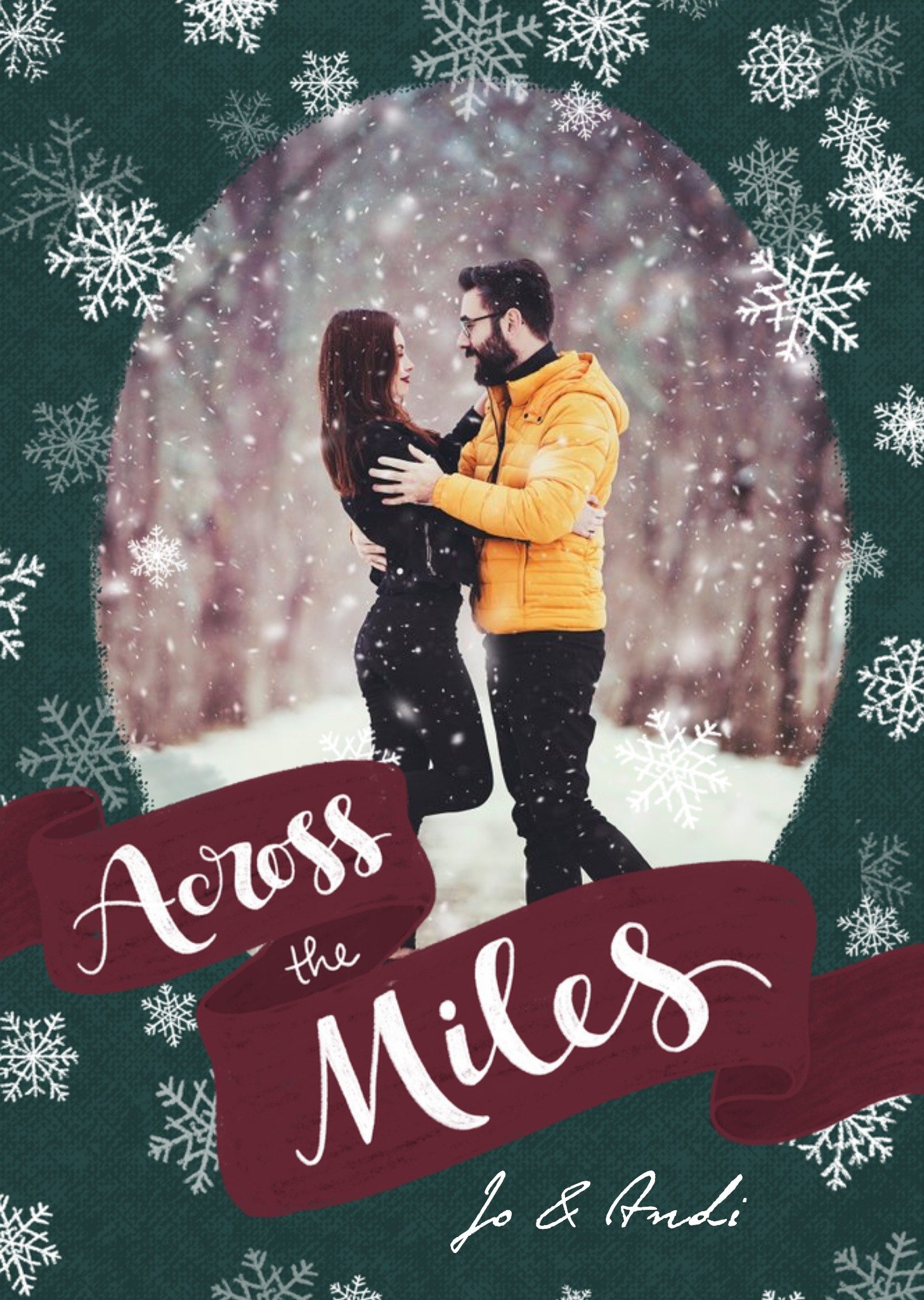 Falling Snowflakes Across The Miles Photo Upload Christmas Card Ecard