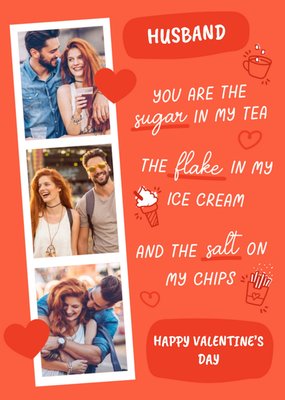 Various Spot Illustrations Surrounding Text With A Photo Strip Photo Upload Valentine's Day Card