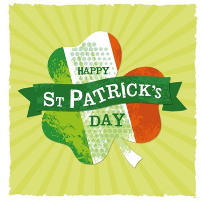 Happy St Patricks Day Irish Flag Clover Card