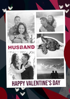 Graphic Tropical Husband Photo Upload Valentine's Day Card