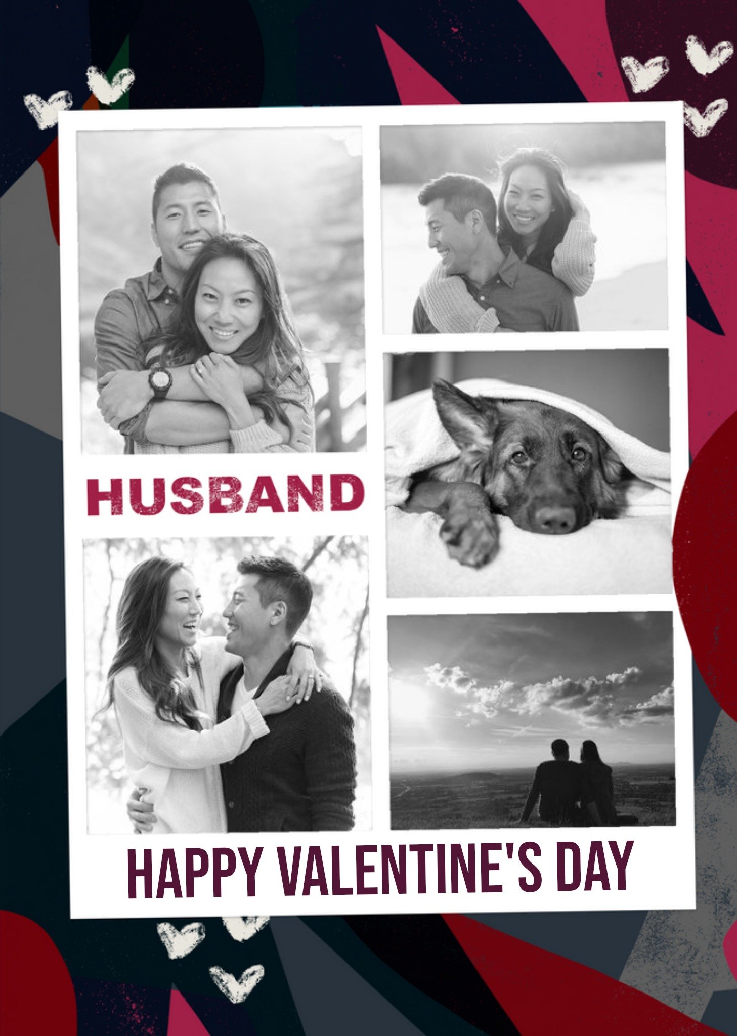 Moonpig Graphic Tropical Husband Photo Upload Valentine's Day Card, Large
