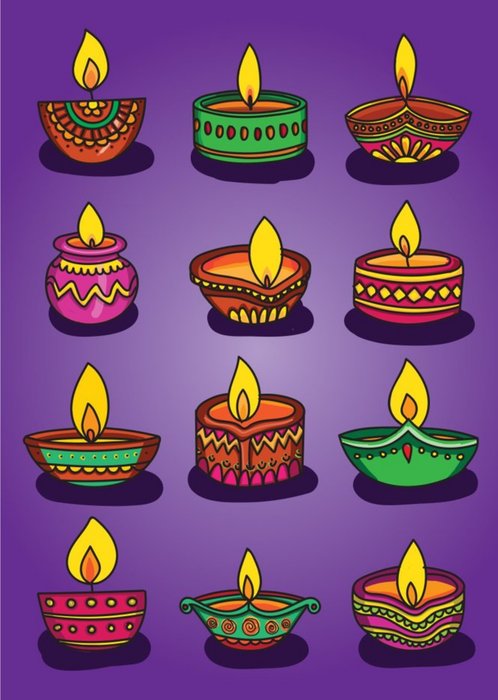 Happy Diwali Diya Candles Card