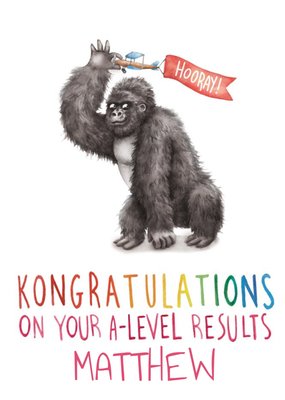 Cute Gorilla Pun A-Levels Congratulations On Your Exam Results Card