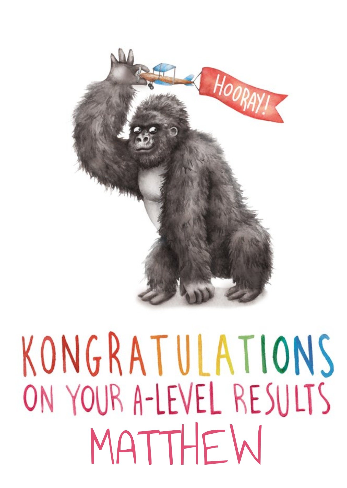 Cute Gorilla Pun A-Levels Congratulations On Your Exam Results Card Ecard