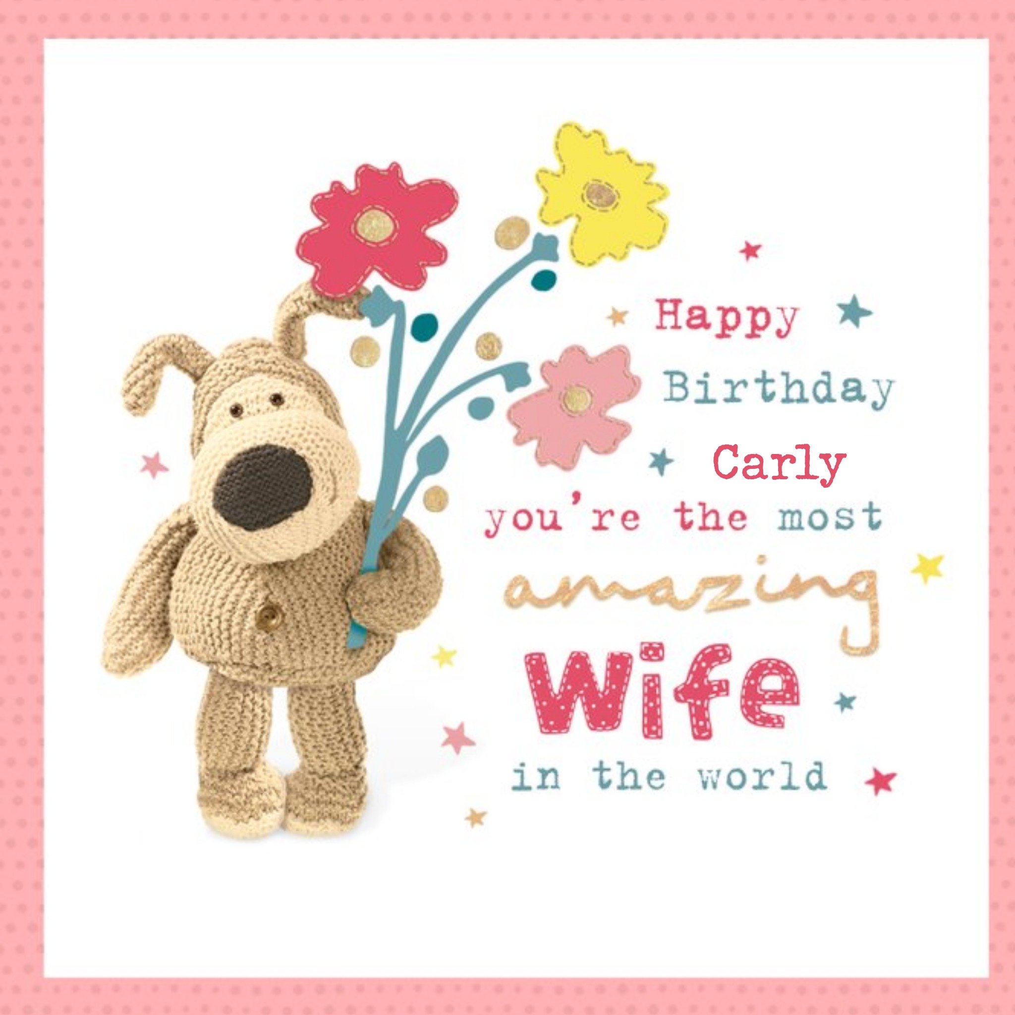 Cute Boofle The Most Amazing Wife In The World Birthday Card, Square