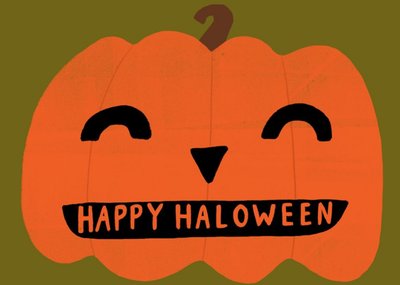 Simple Bright Illustration Of A Pumpkin Happy Halloween Card