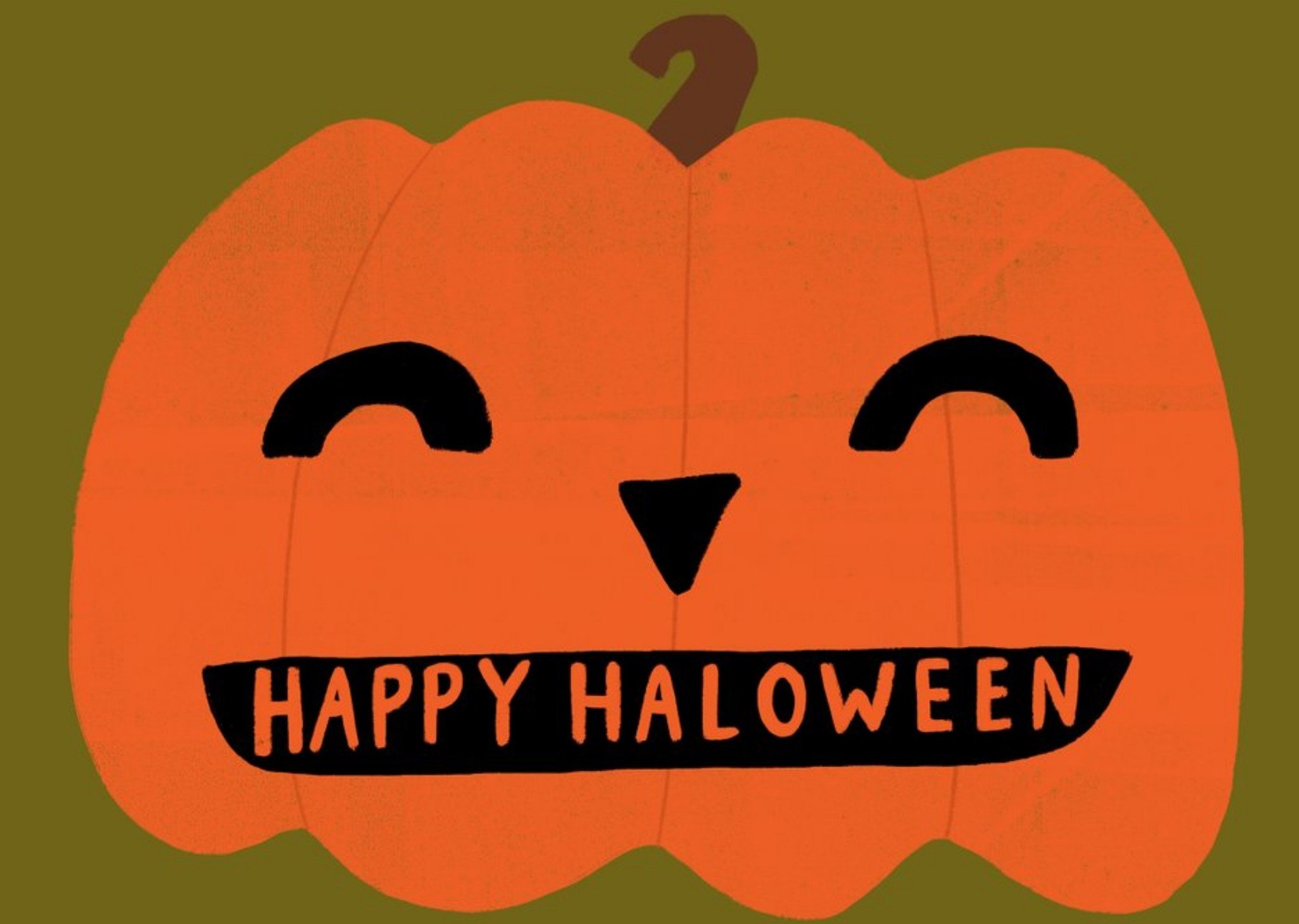 Moonpig Simple Bright Illustration Of A Pumpkin Happy Halloween Card, Large