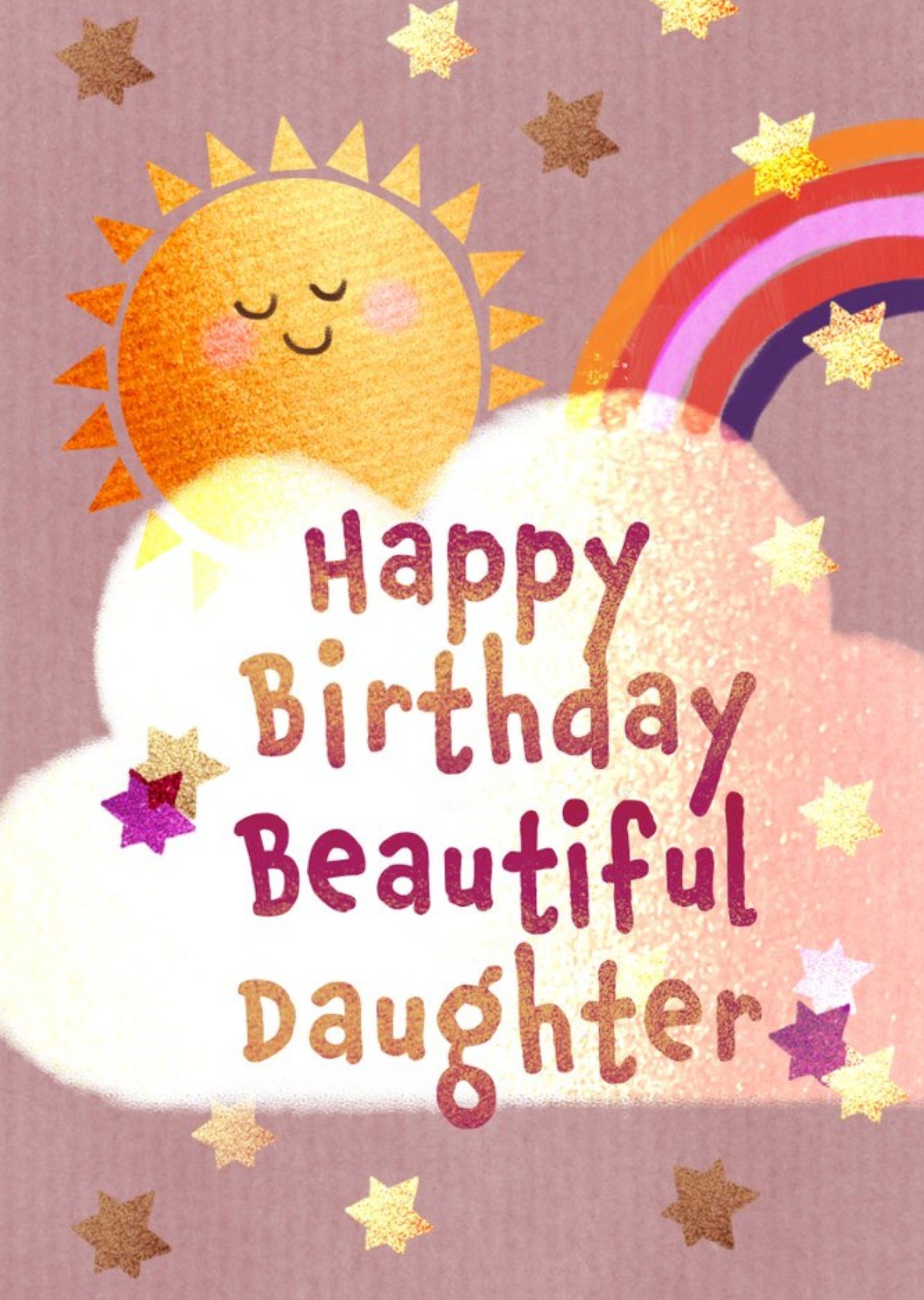 Moonpig Sun And Rainbow Happy Birthday Beautiful Daughter Card Ecard