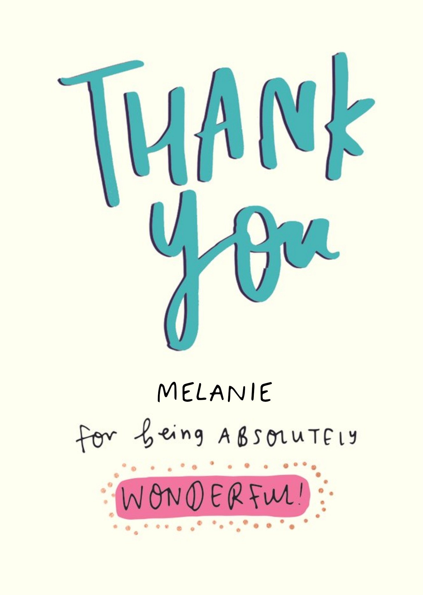 Youre Wonderful Personalised Thank You Card Ecard